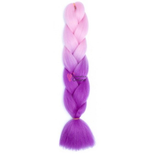 Coada de par afro impletita Premium  Ombre 2 de 60 cm Roz-Mov B68